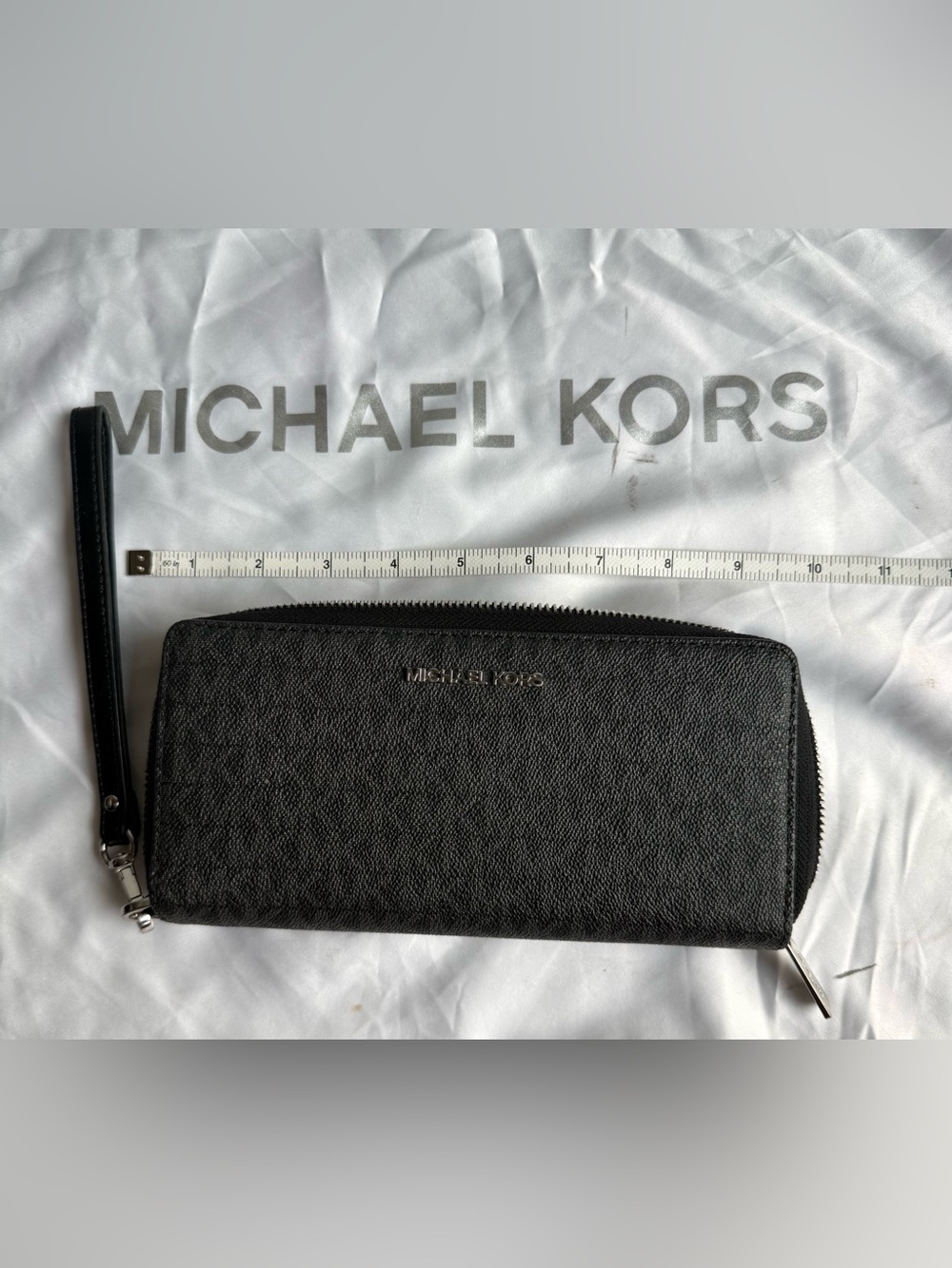Michael Kors Black Pebbled Zip-Around Wallet